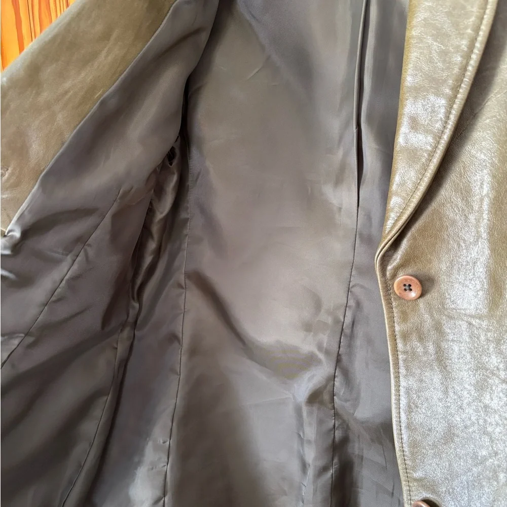 GAP Olive Green Women's Leather Jacket - Picture 7 of 10
